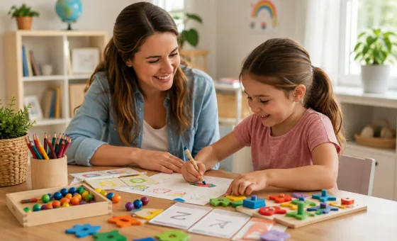A child building with wooden blocks