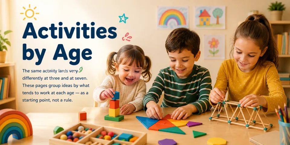 Children of different ages playing side by side at a low table.