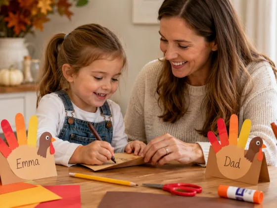 Step 4 of Handprint Turkeys for the Table
