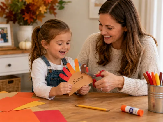 Step 8 of Handprint Turkeys for the Table