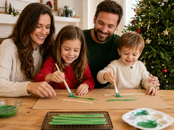 Step 1 of Popsicle Stick Christmas Trees