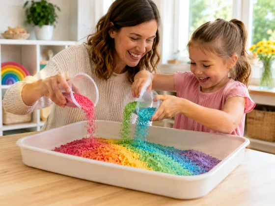 Step 6 of Rainbow Rice Sensory Tray