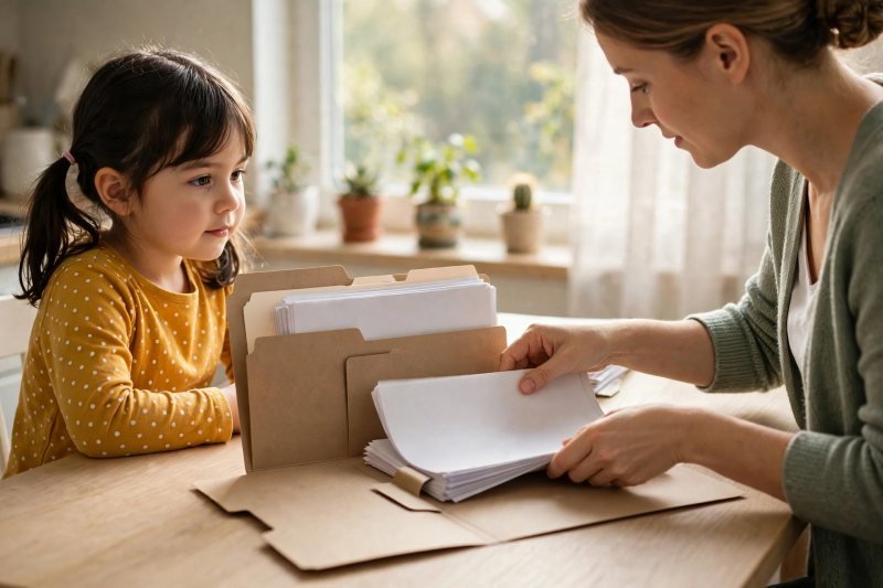 Child tracing big numbers with a crayon on a printable worksheet
