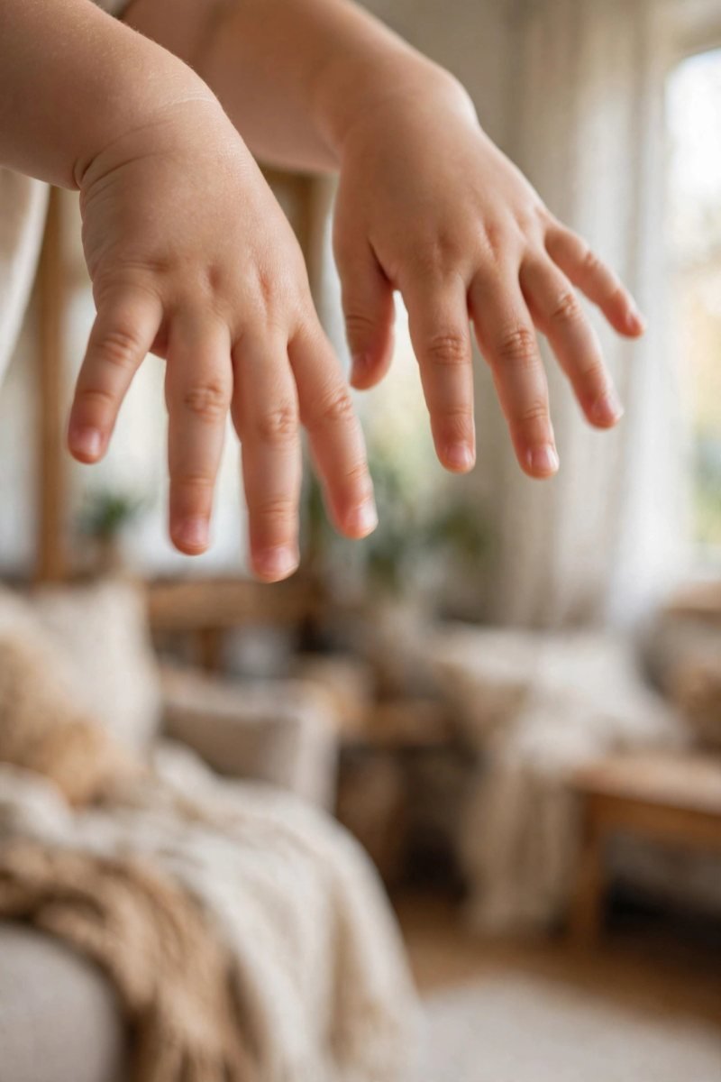 Toddler fingers fluttering down like raindrops in the spider song