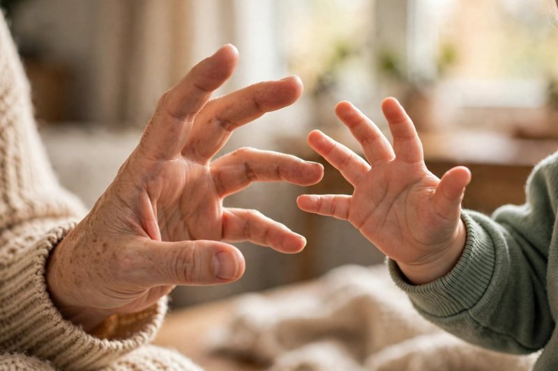Parent and toddler hands doing twinkle finger gestures for the star song